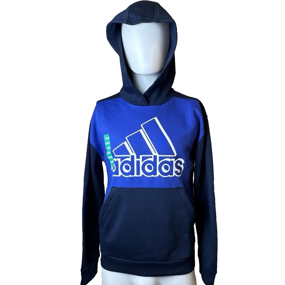 Adidas Youth Boys Size XL 18/20 Hoodie Pull Over Fleece Athleisure Royal Blue